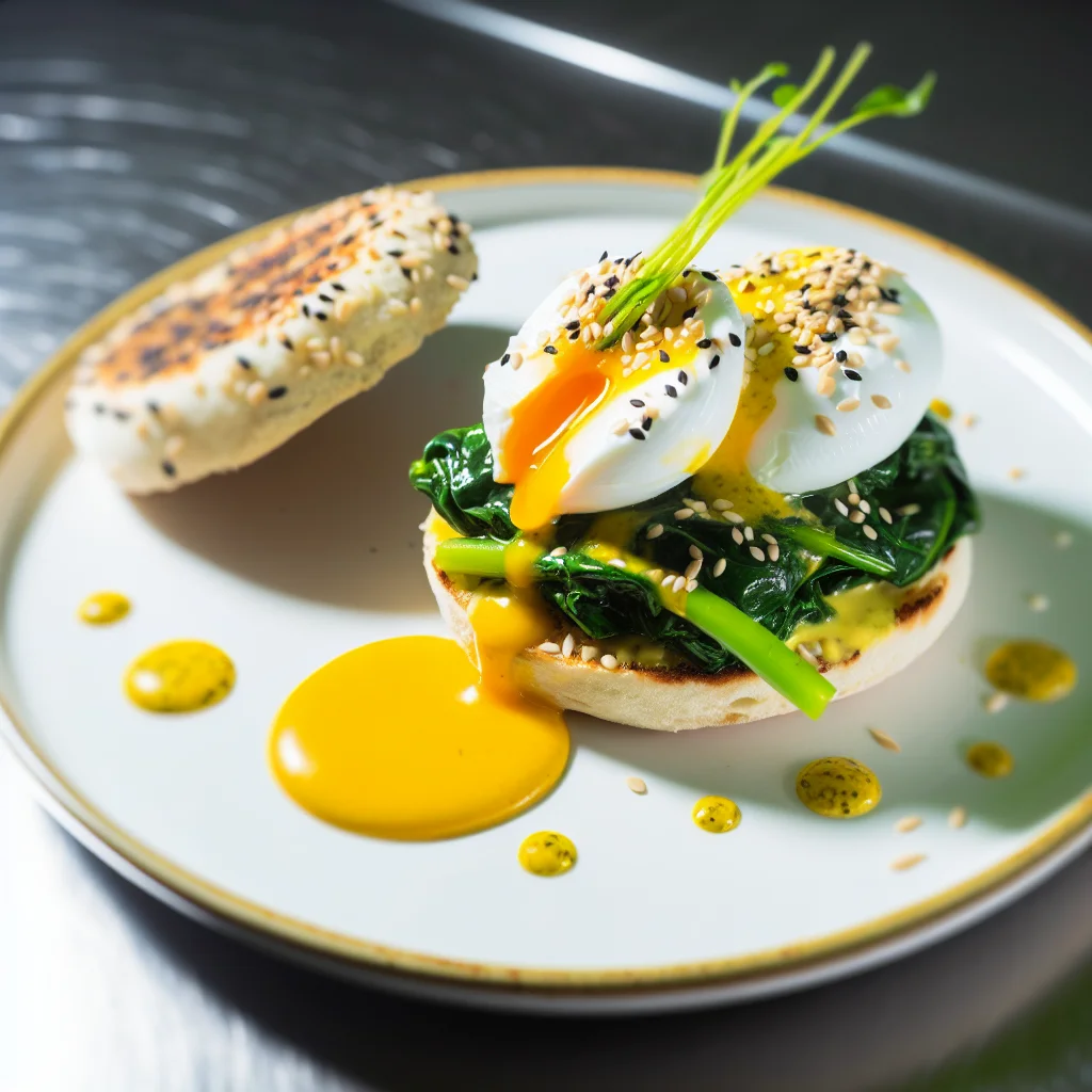 Benedict de Chèvre aux Épinards et Sauce Moutarde-Miel