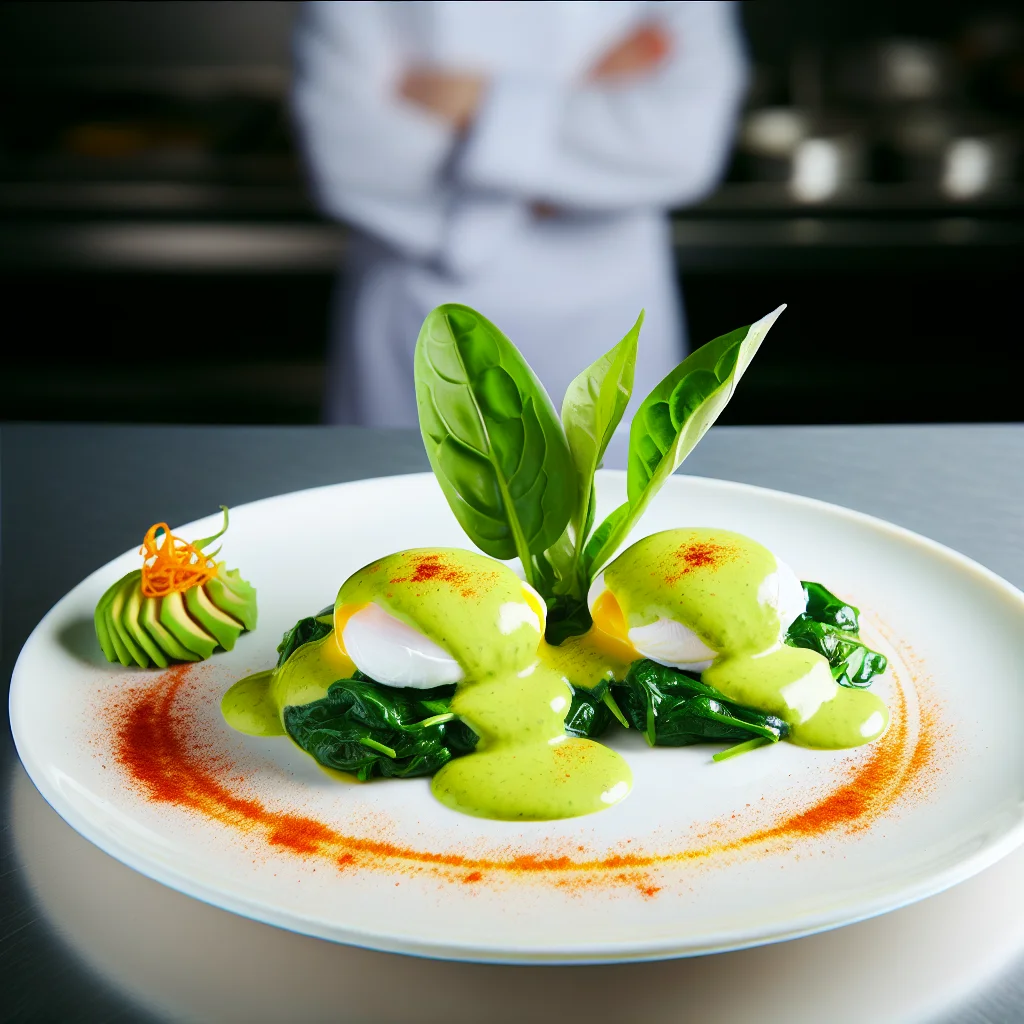 Bénédictine aux épinards et sauce hollandaise à l'avocat