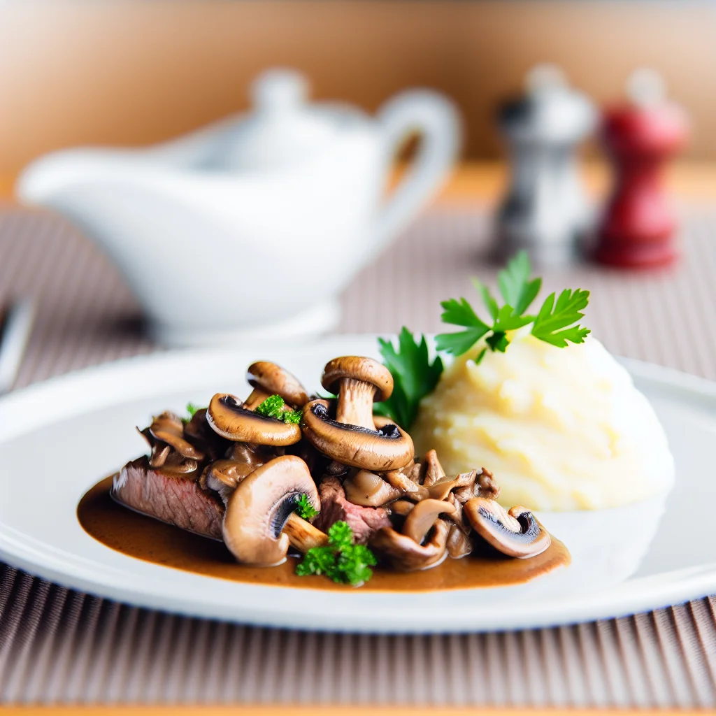 Boeuf aux champignons et sauce crémeuse