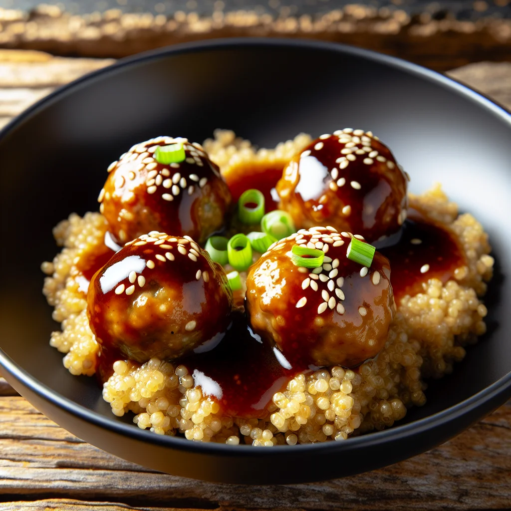 Boulettes de quinoa et lentilles à la sauce teriyaki