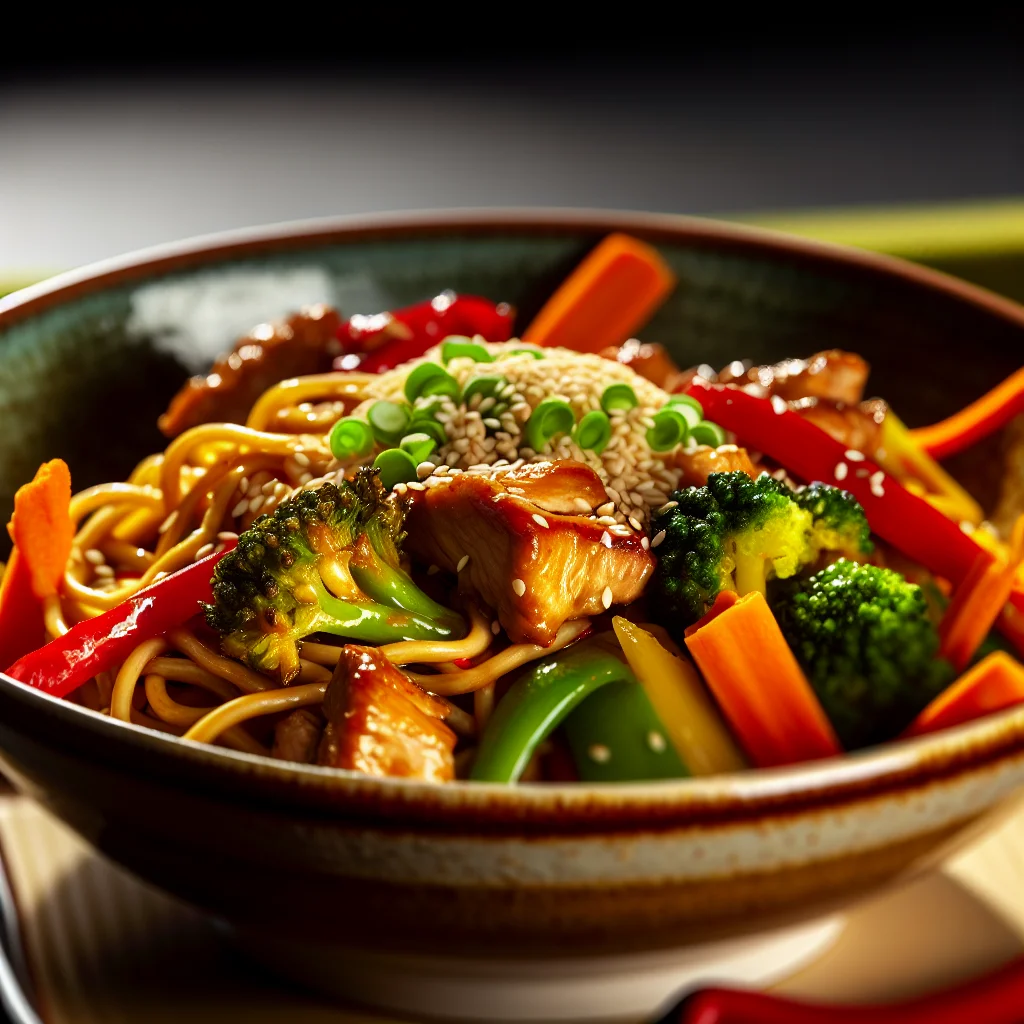 Bowl de Noodles Sauté au Poulet Teriyaki