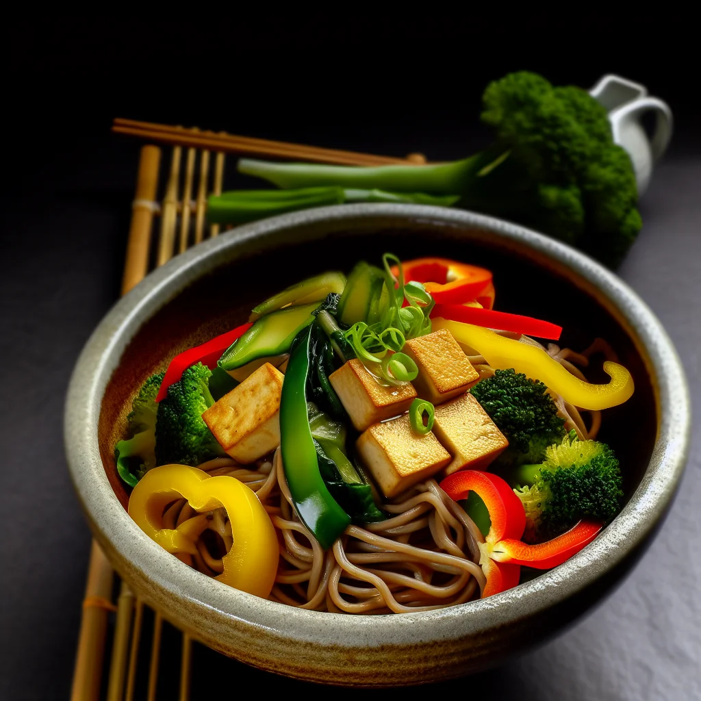 Bowl de Nouilles Soba au Tofu et Légumes Sautés