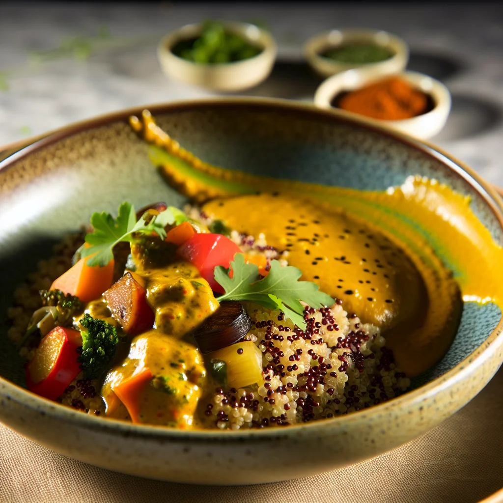 Bowl de quinoa au curry et légumes croquants