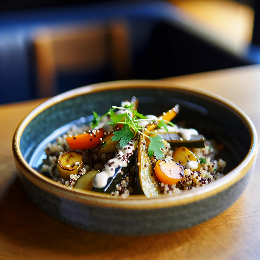 Bowl de Quinoa aux Légumes Grillés et Sauce Tahini