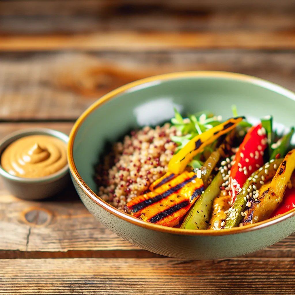 Bowl de Quinoa aux Légumes Grillés et Sauce Tahini