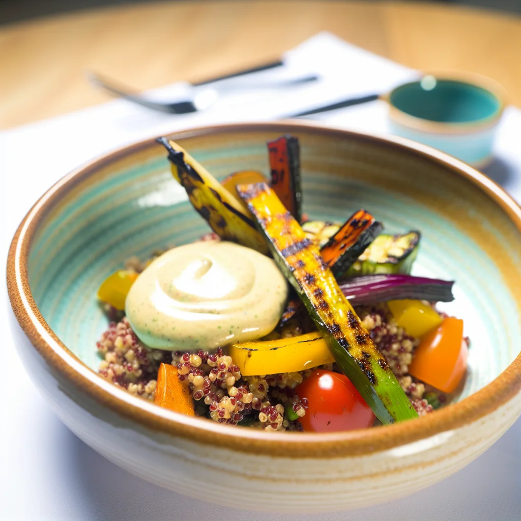 Bowl de Quinoa aux Légumes Grillés et Sauce Tahini