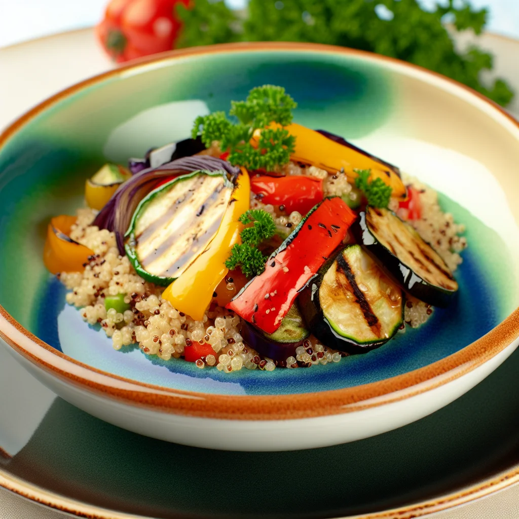 Bowl de Quinoa aux Légumes Grillés et Vinaigrette Citronnée
