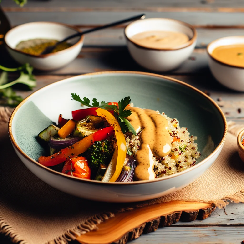 Bowl de Quinoa aux Légumes Rôtis et Sauce Tahini