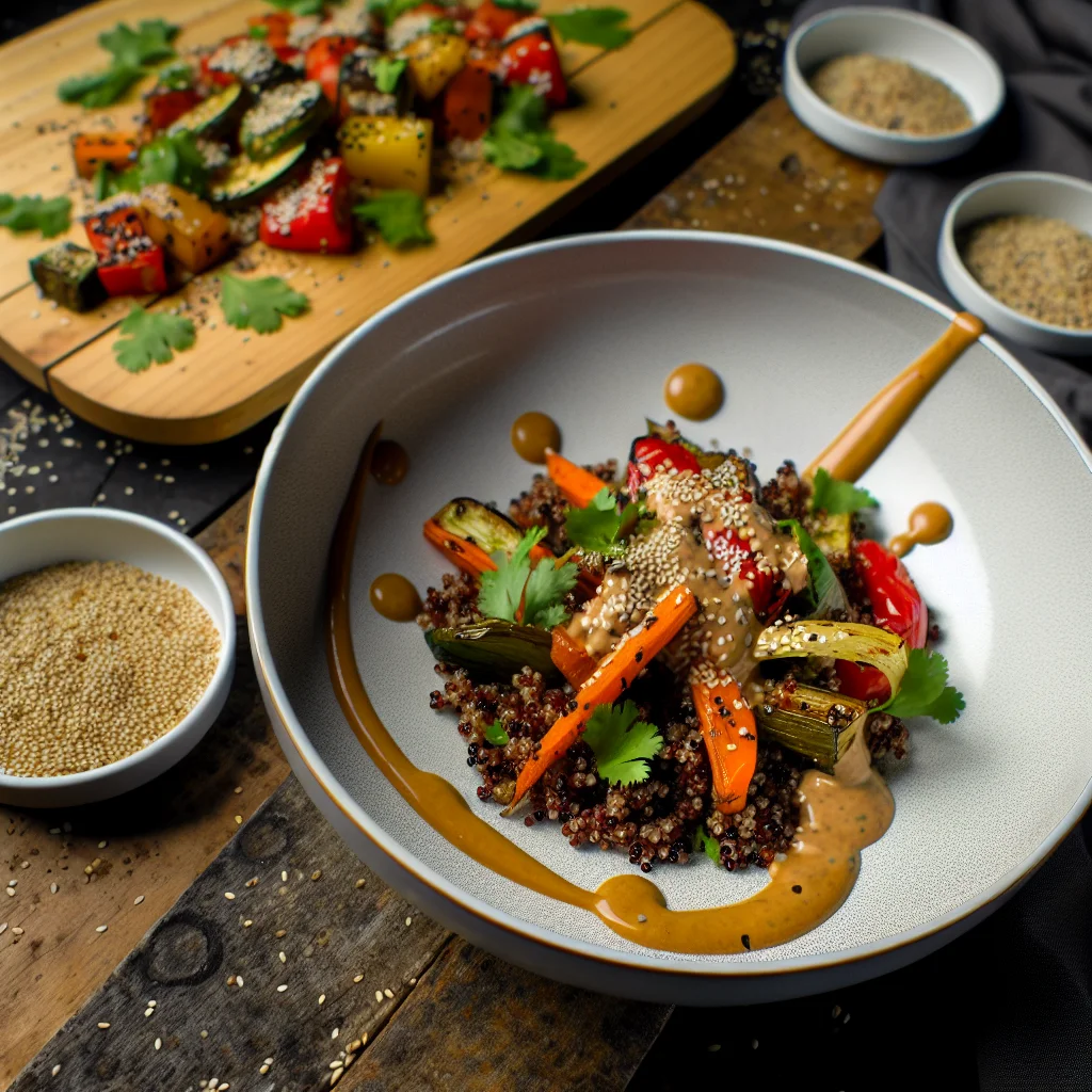 Bowl de Quinoa aux Légumes Rôtis et Sauce Tahini