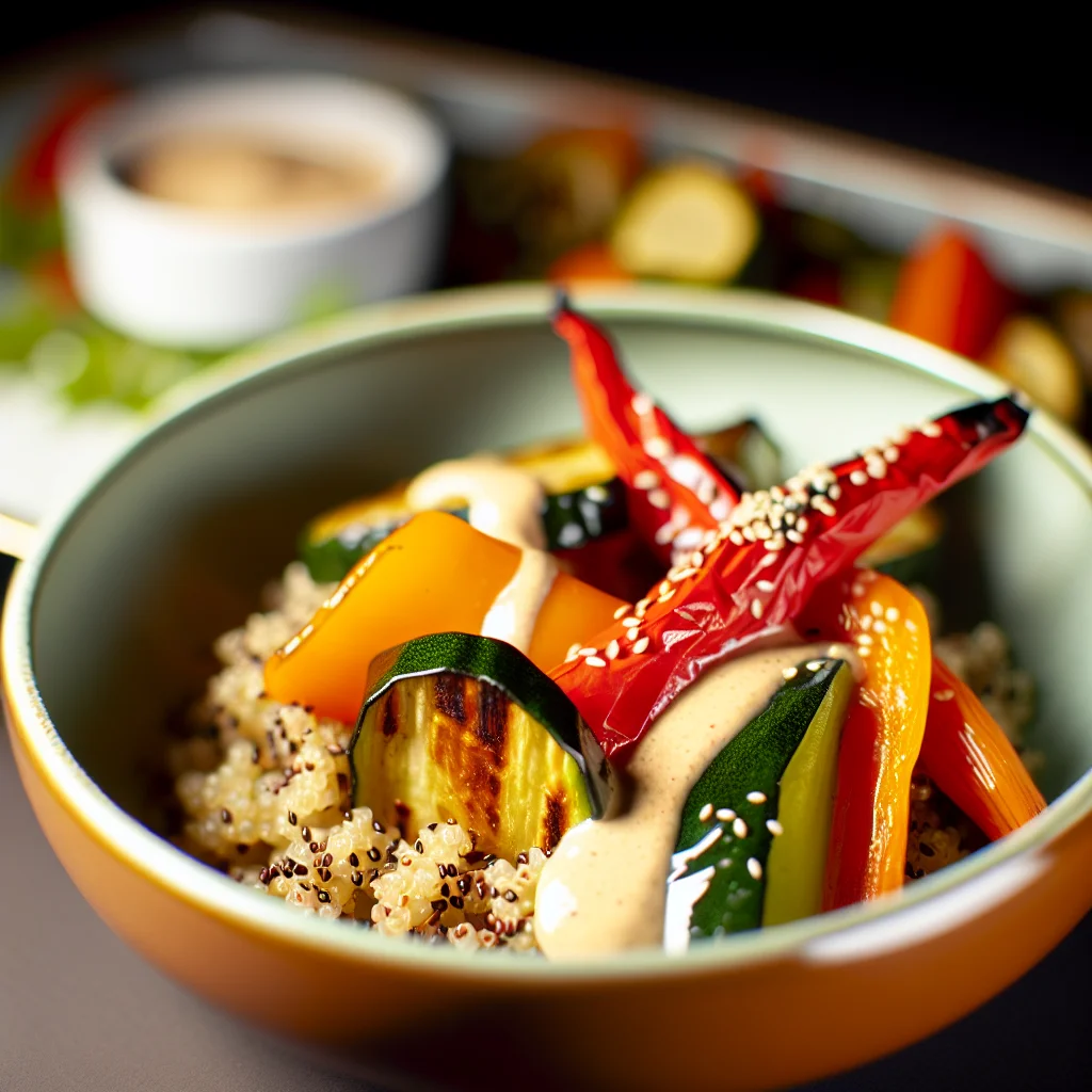 Bowl de Quinoa aux Légumes Rôtis et Sauce Tahini