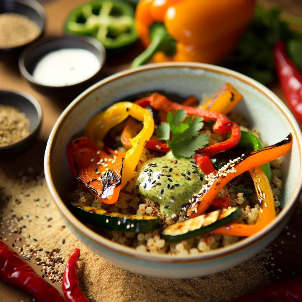 Bowl de Quinoa aux Légumes Rôtis et Sauce Tahini