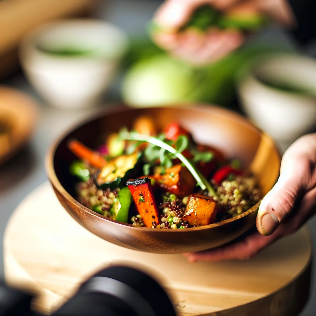 Bowl de Quinoa aux Légumes Rôtis et Vinaigrette Citronnée