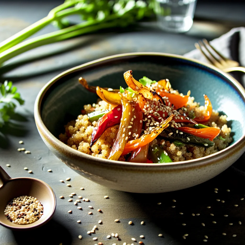 Bowl de Quinoa Coloré aux Légumes Rôtis