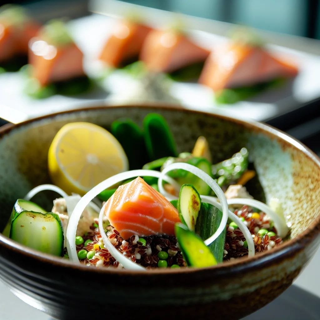 Bowl de Quinoa Coloré et Saumon Grillé