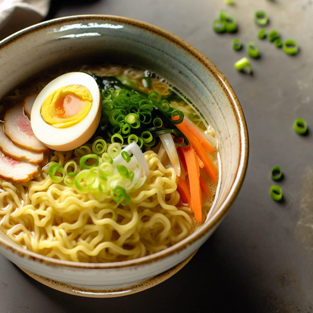 Bowl de Ramen aux Nouilles Maison et Légumes Croquants