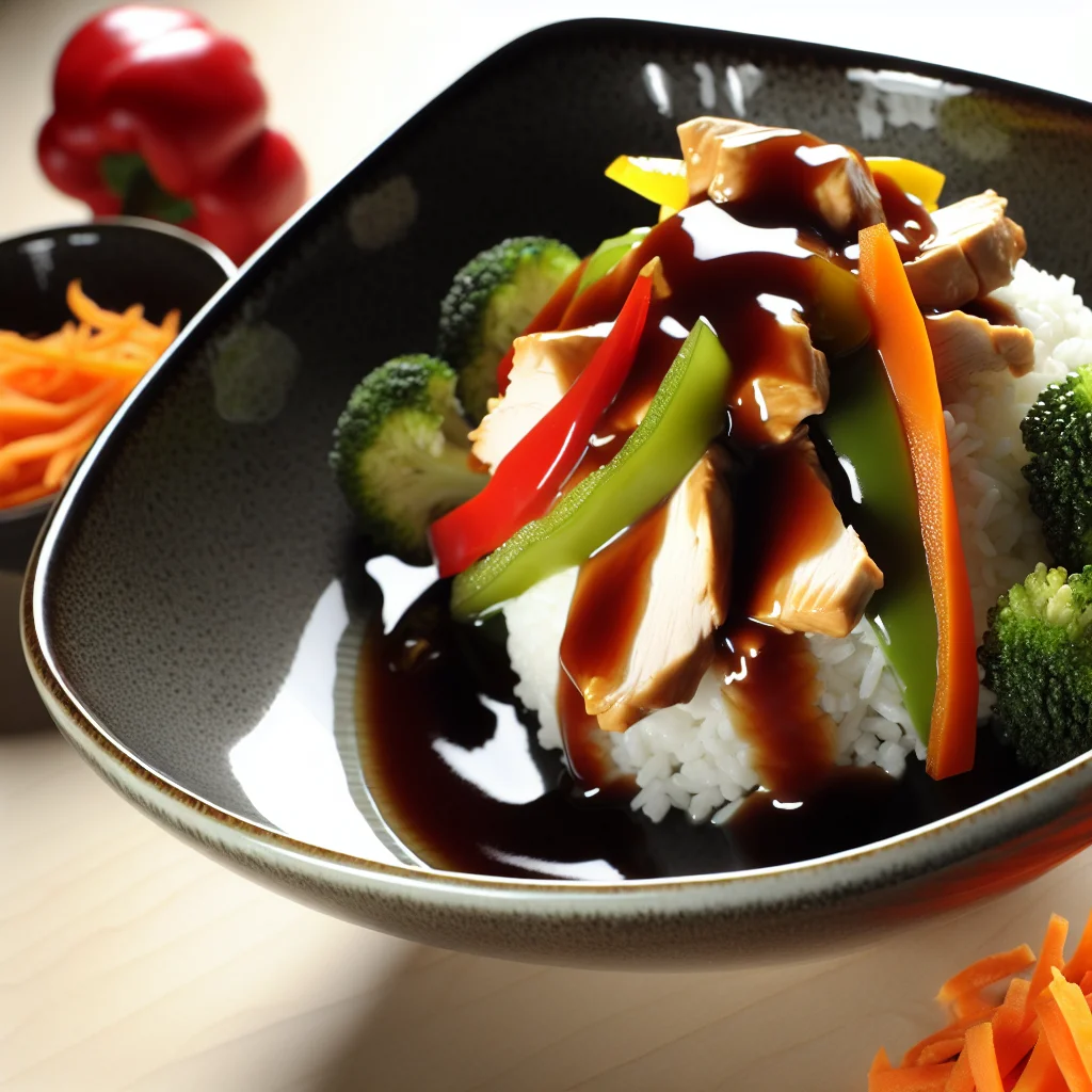 Bowl de Riz au Poulet Teriyaki et Légumes Sautés