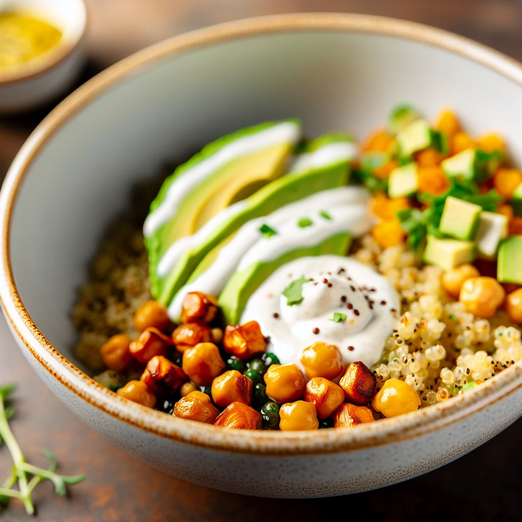 Bowl Végétal aux Quinoa et Pois Chiches Rôtis