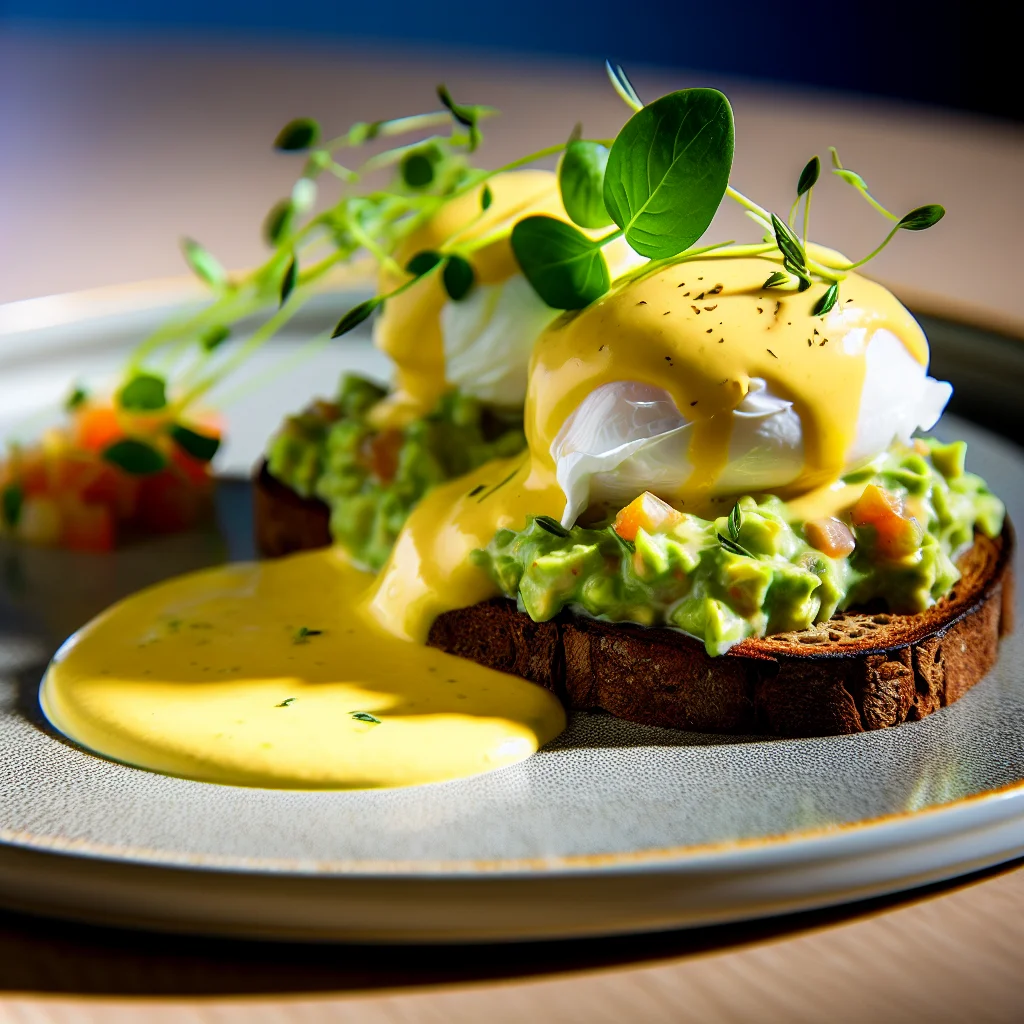 Brunch Coloré aux Oeufs Bénédict sur Pain de Seigle