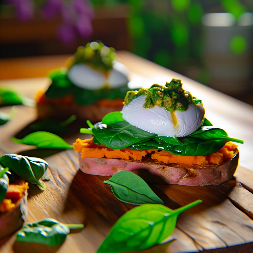Brunch Coloré: Toasts de Patate Douce aux Épinards et Oeufs Pochés