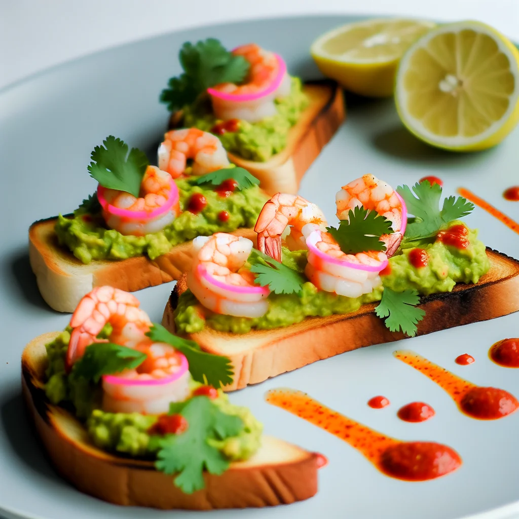 Brunch de la mer: Avocado Toast aux Crevettes et Sauce Sriracha