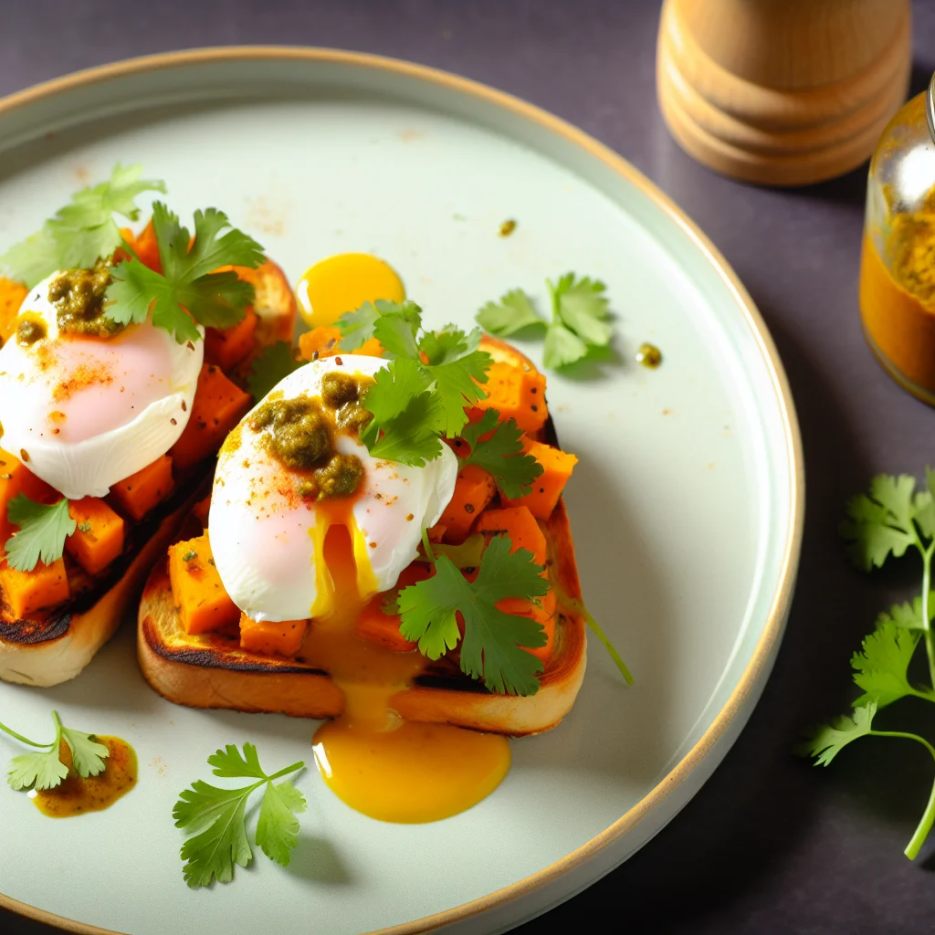 Brunch de rêve : Toasts de patate douce et œufs pochés au curry
