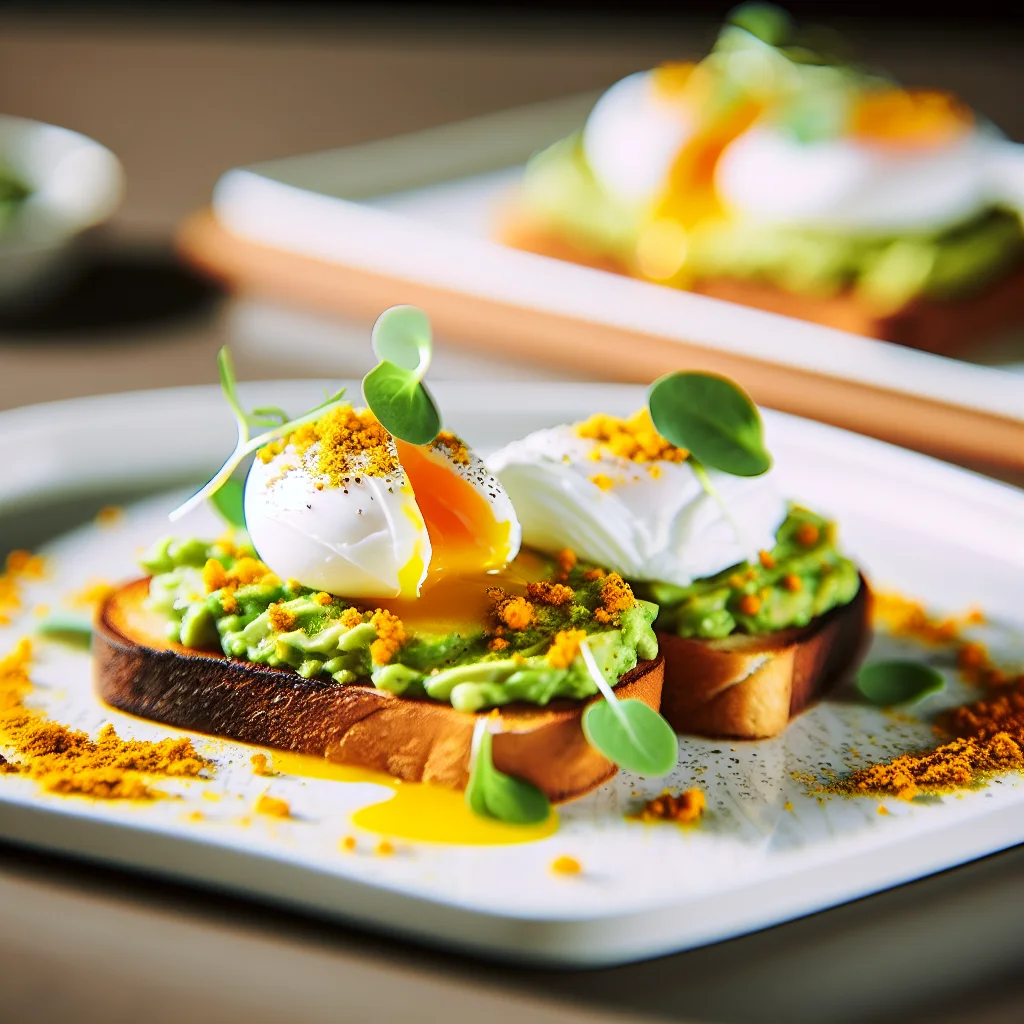 Brunch Équilibré d'Avocat et Oeufs Pochés au Curcuma