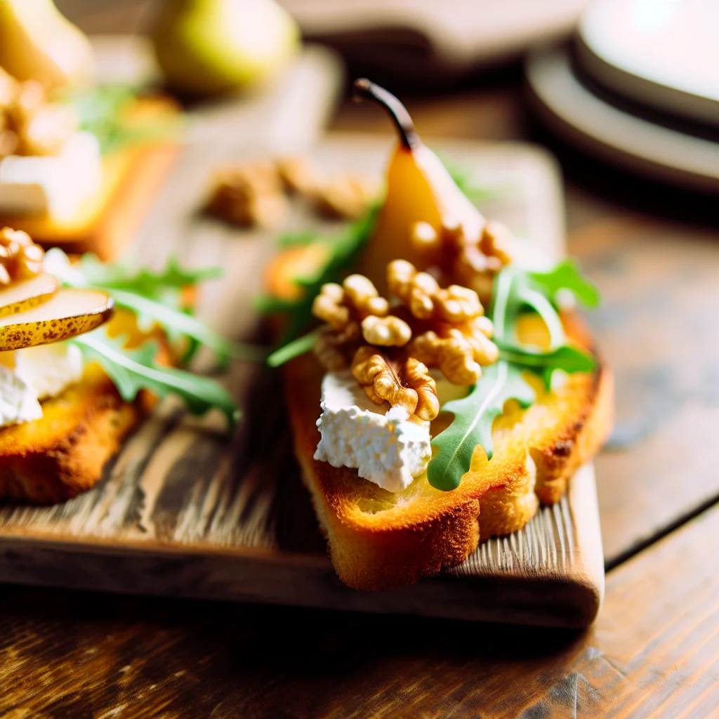 Brunch Étoilé: Toasts de Chèvre Crémeux et Poire Caramélisée