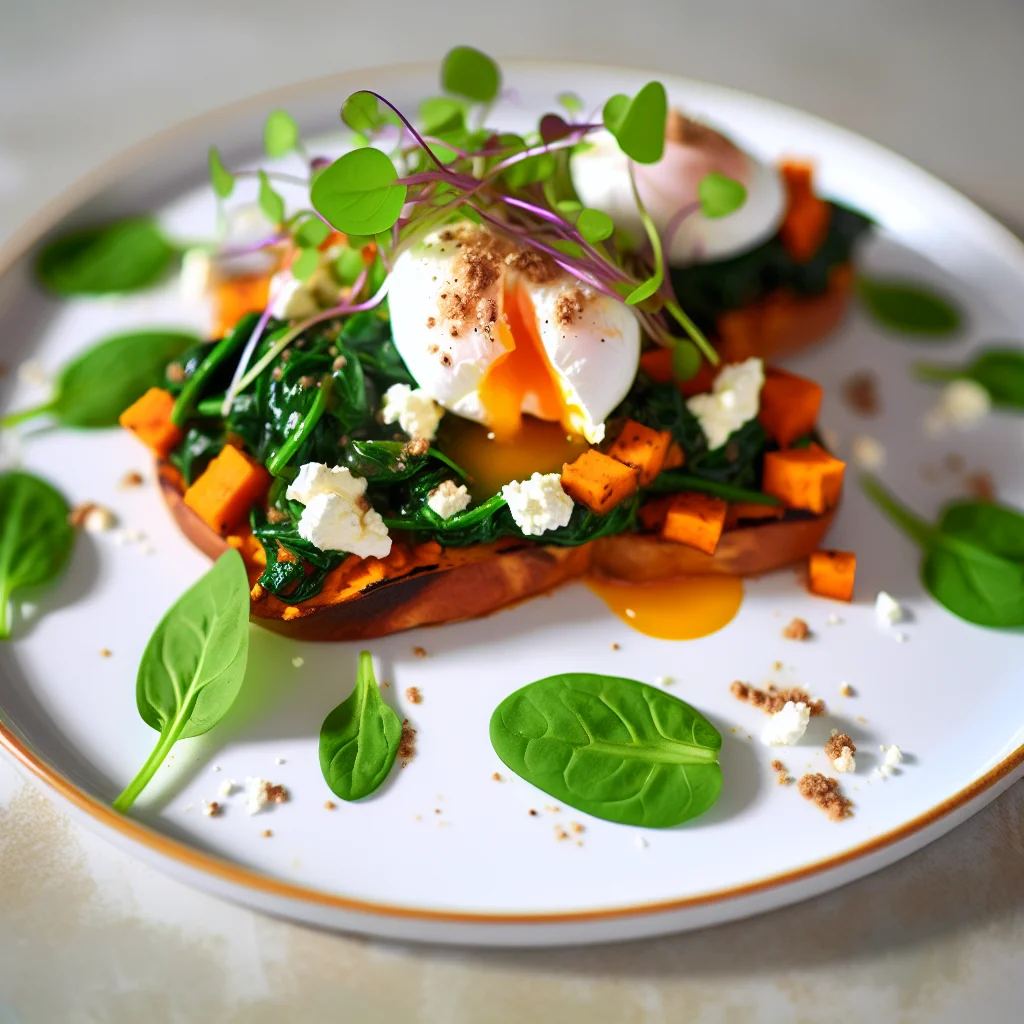 Brunch Étoilé: Toasts de Patate Douce aux Épinards et Oeufs Pochés