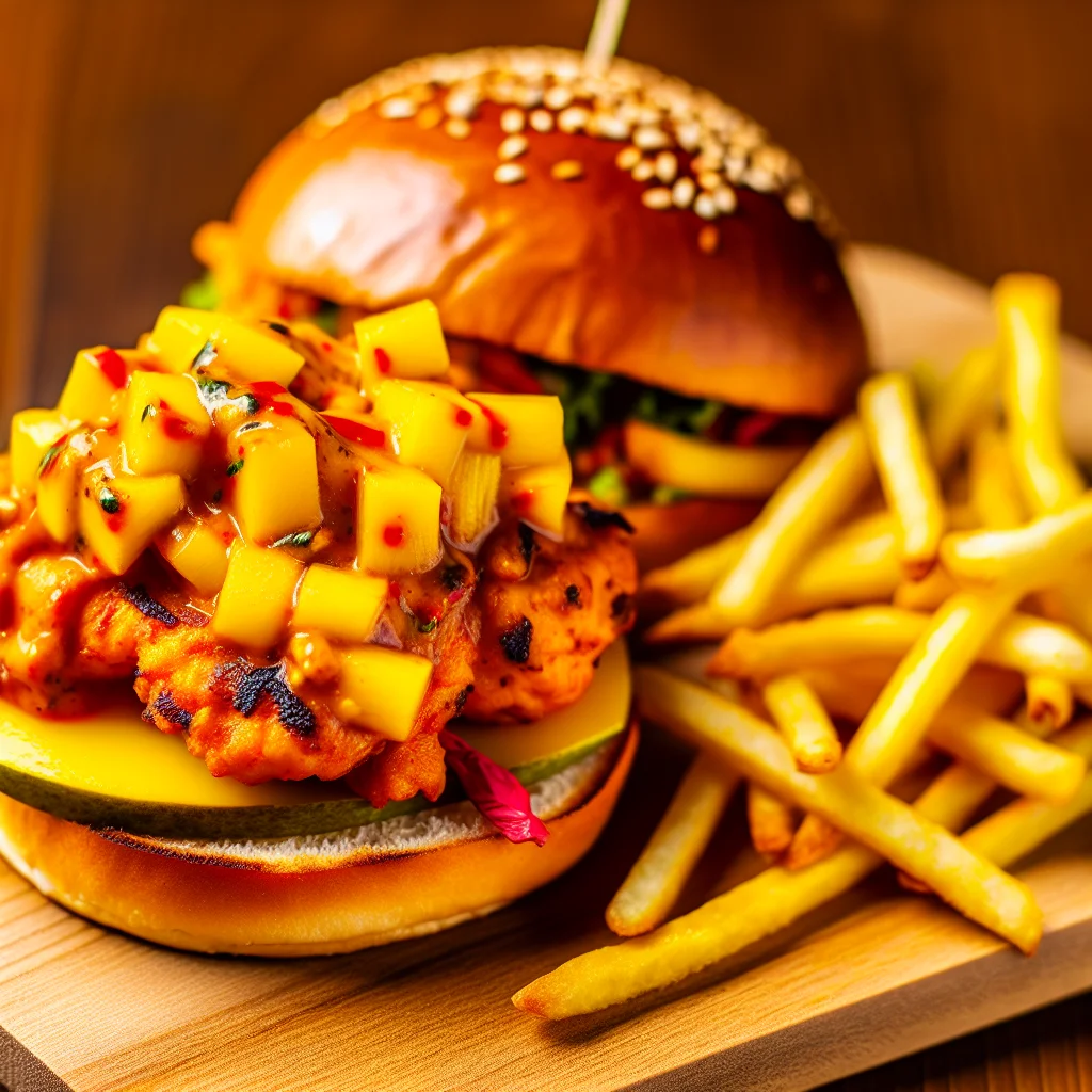 Burger de Poulet Épicé à la Mangue