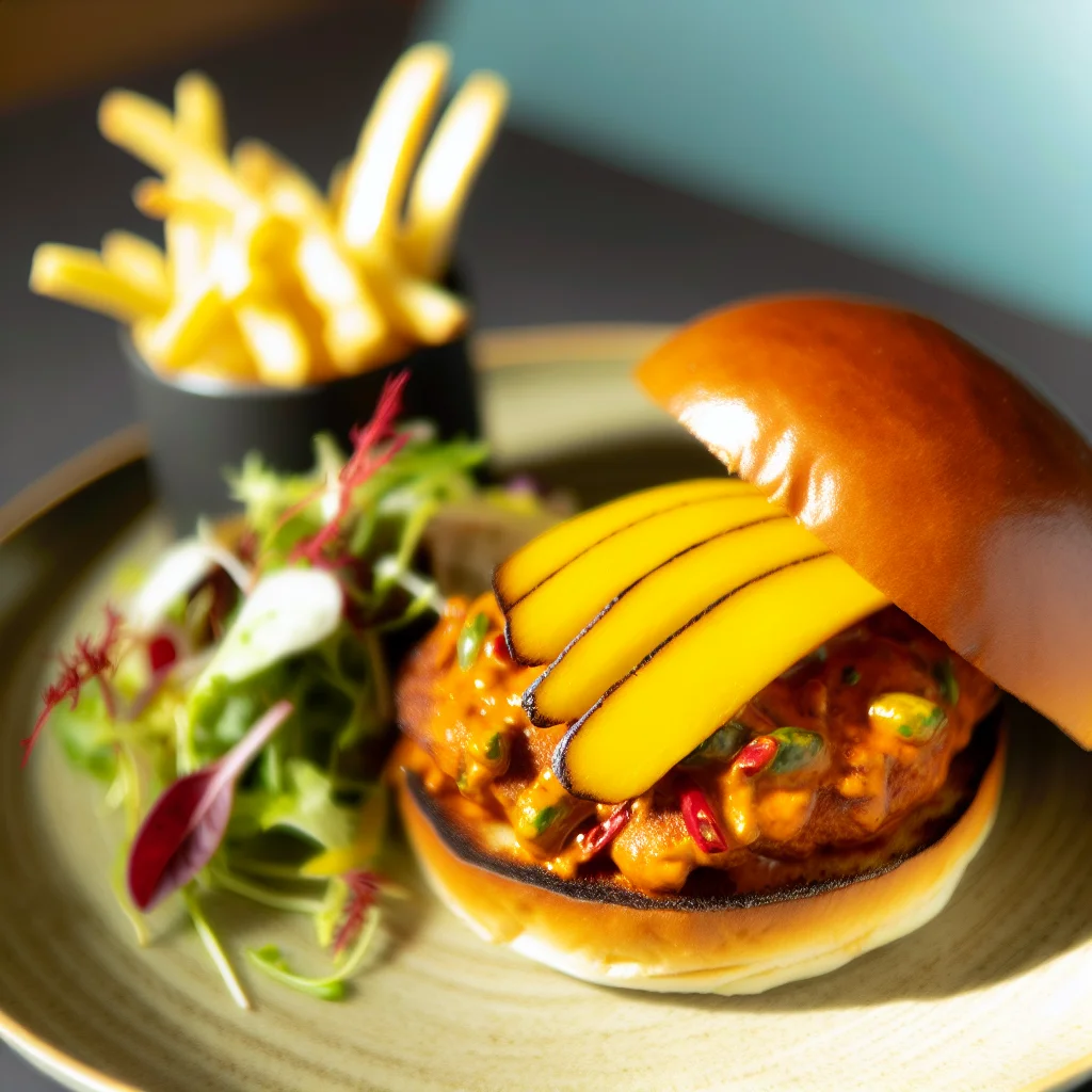 Burger de Poulet Épicé aux Mangues
