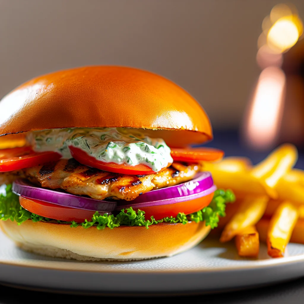 Burger Méditerranéen au Poulet et Tzatziki