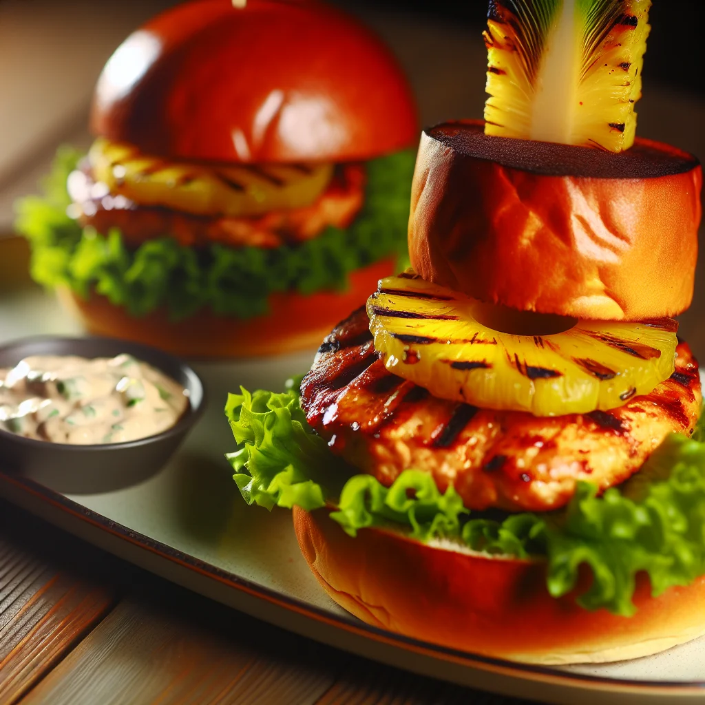 Burger Poulet Épicé aux Ananas