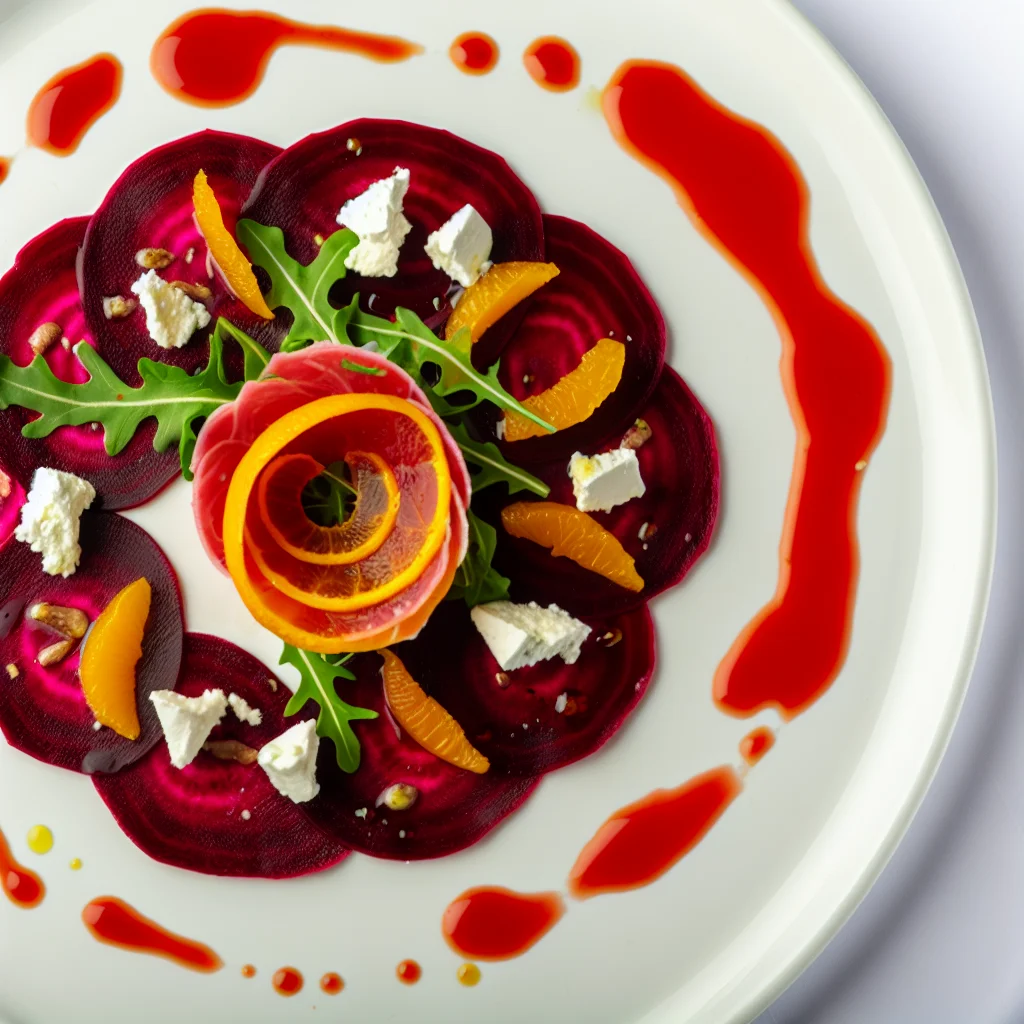 Carpaccio de betterave aux agrumes et fromage de chèvre