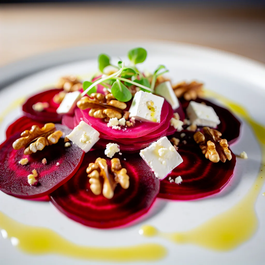 Carpaccio de betterave aux noix et feta