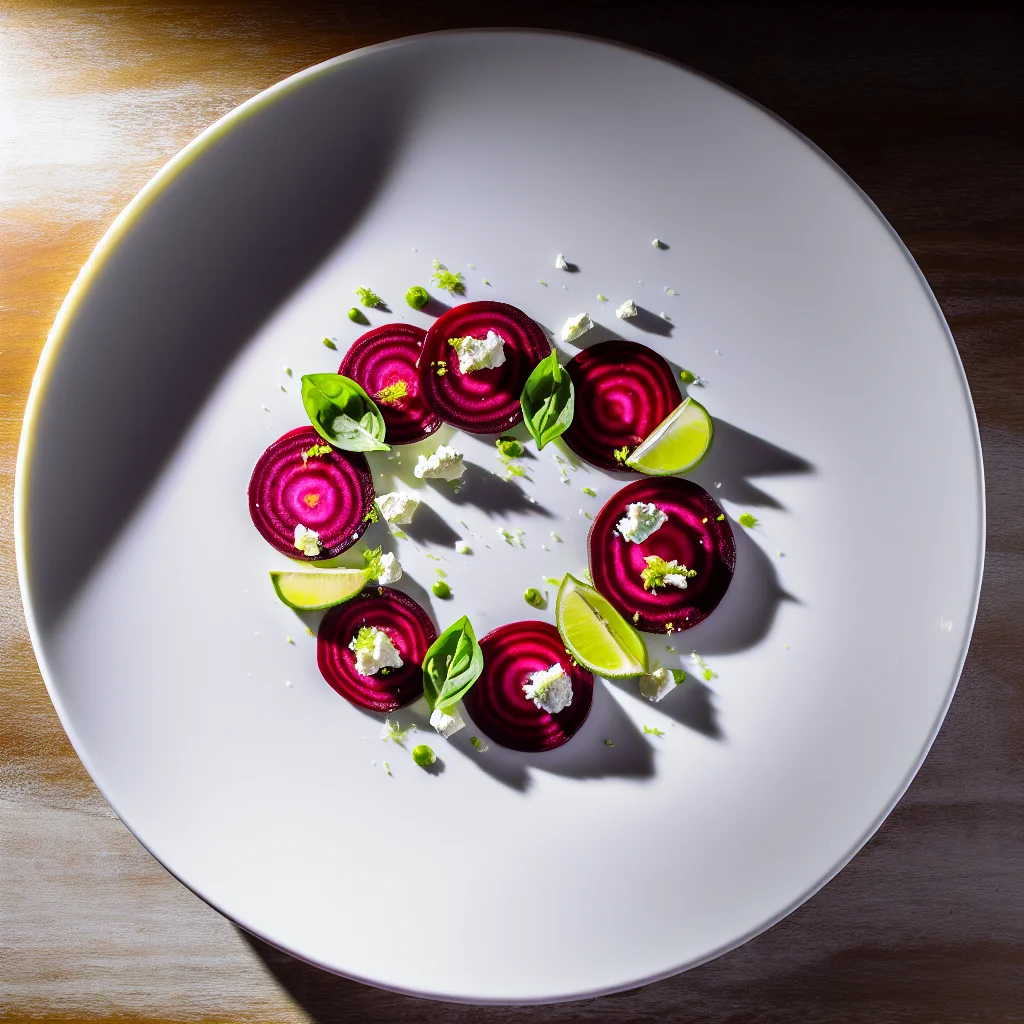 Carpaccio de Betterave, Citron Vert et Chèvre Frais