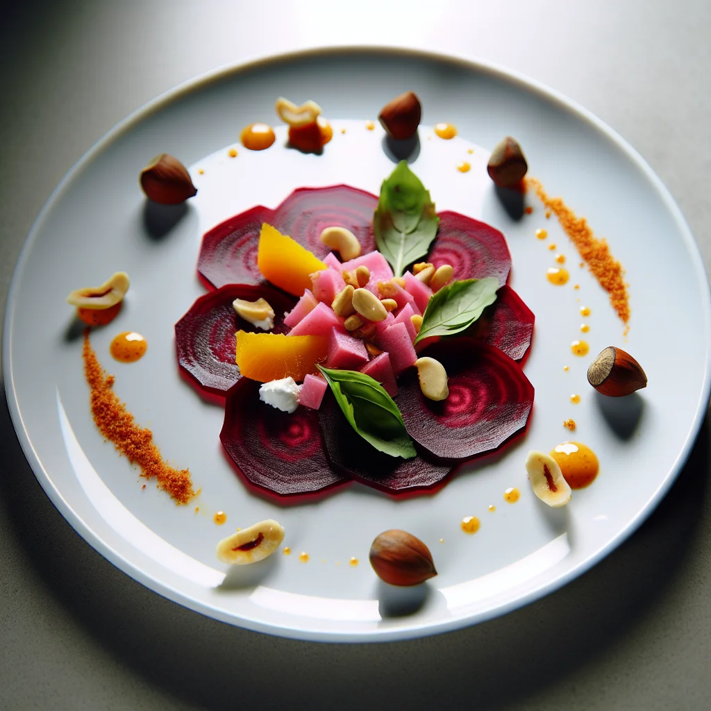 Carpaccio de betteraves à l'orange et aux noisettes