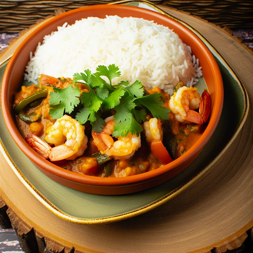 Cassolette de crevettes au curry et lait de coco