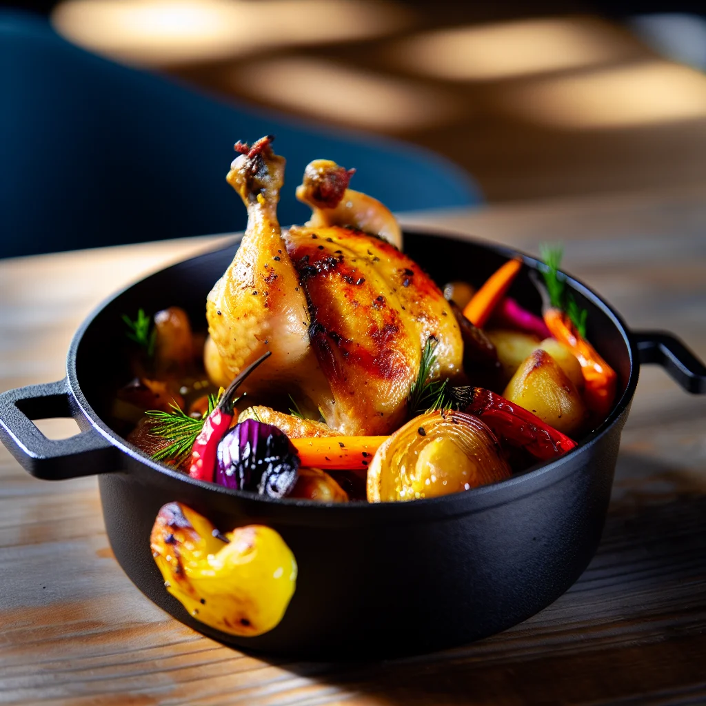 Cocotte de Poulet aux Épices et Légumes Rôtis