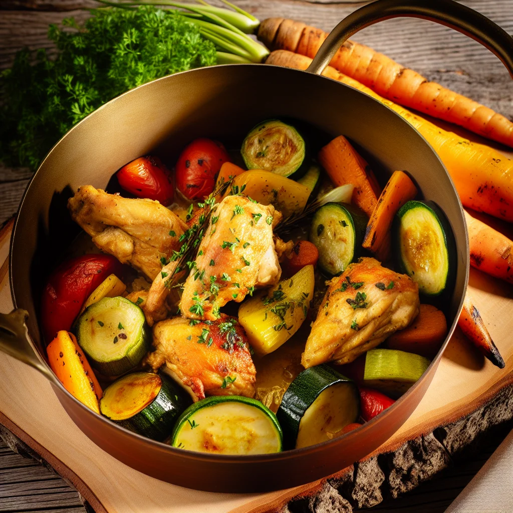 Cocotte de Poulet aux Légumes Rôtis