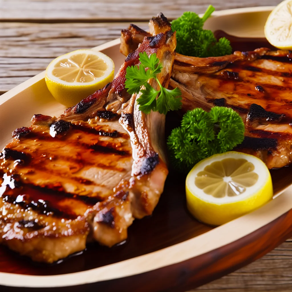 Côtes de porc caramélisées au barbecue avec marinade épicée