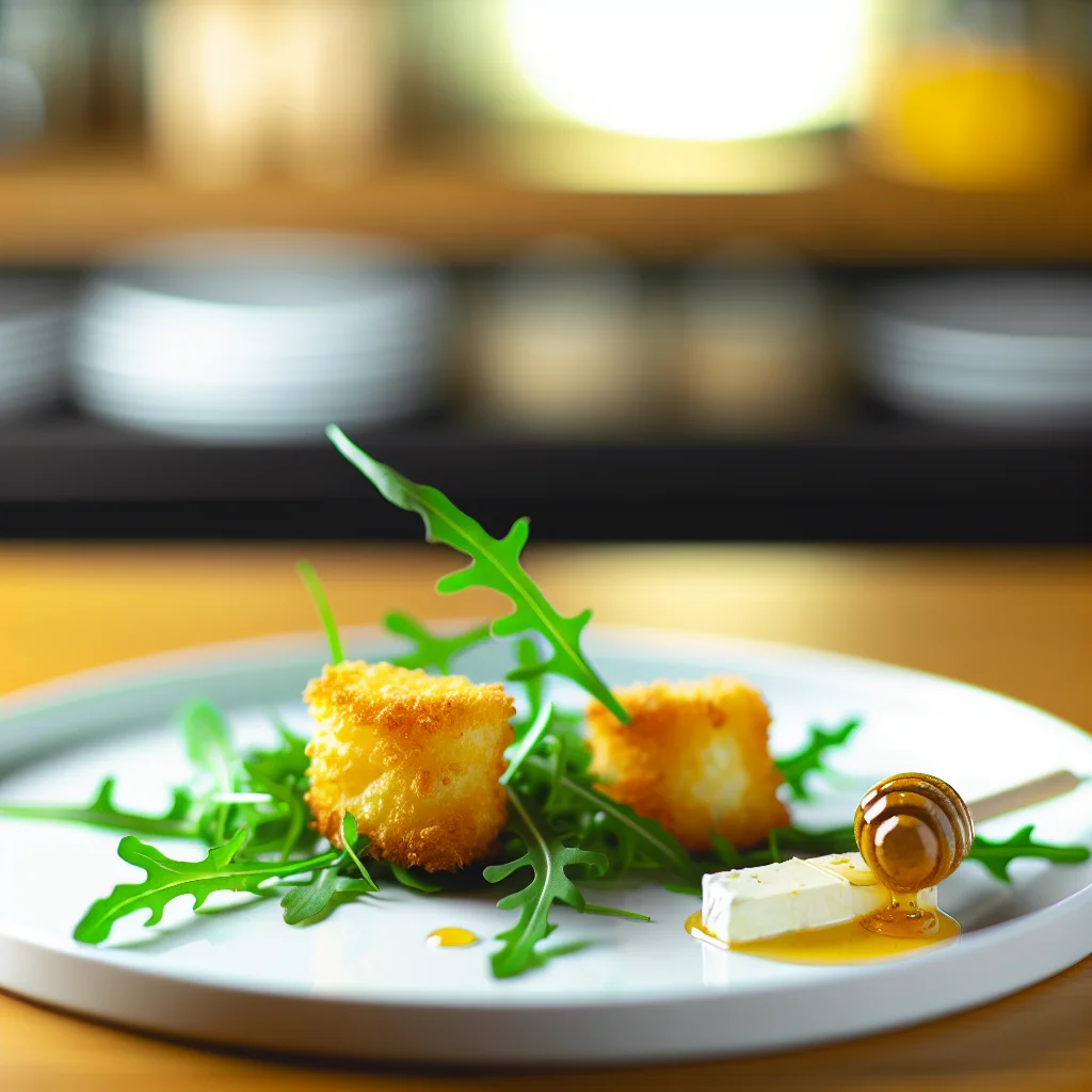 Croustillants de chèvre et miel sur lit de roquette