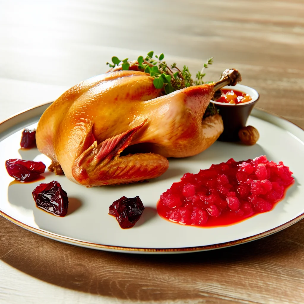 Dinde Rôtie aux Fruits Secs et Sauce aux Airelles