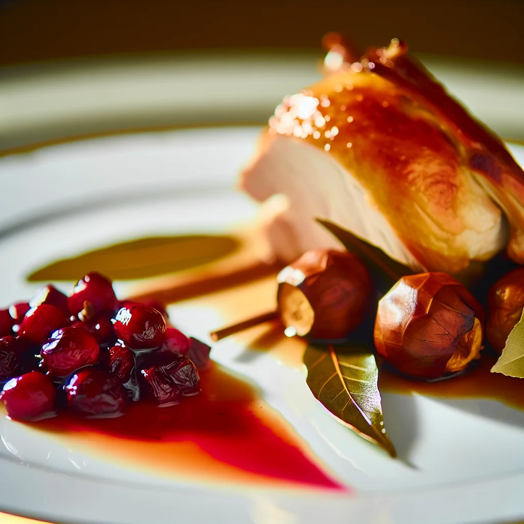Dinde rôtie aux marrons et sauce aux airelles