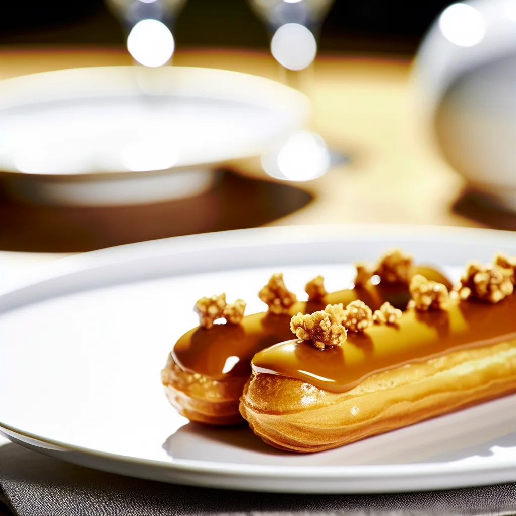 Éclair au Caramel Beurre Salé et Praliné Croquant