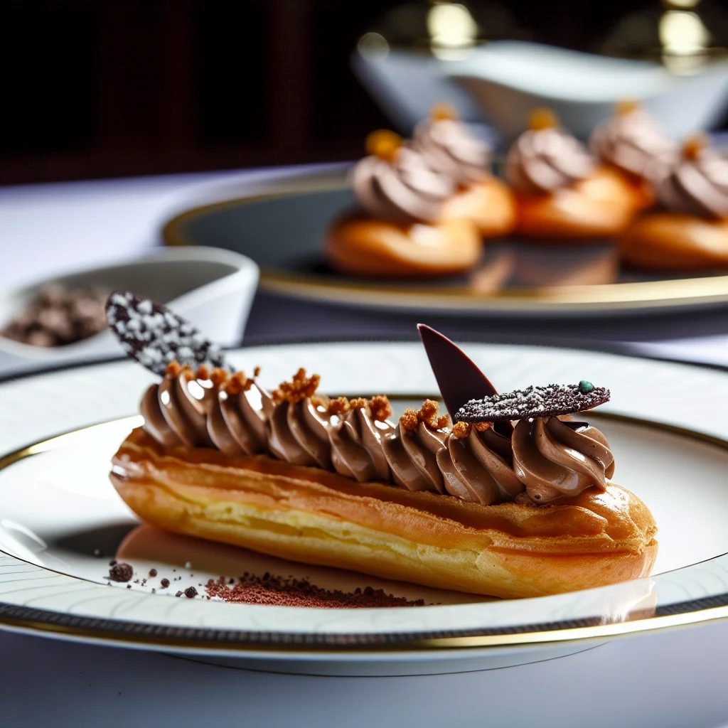 Éclair au caramel salé et mousse au chocolat noir
