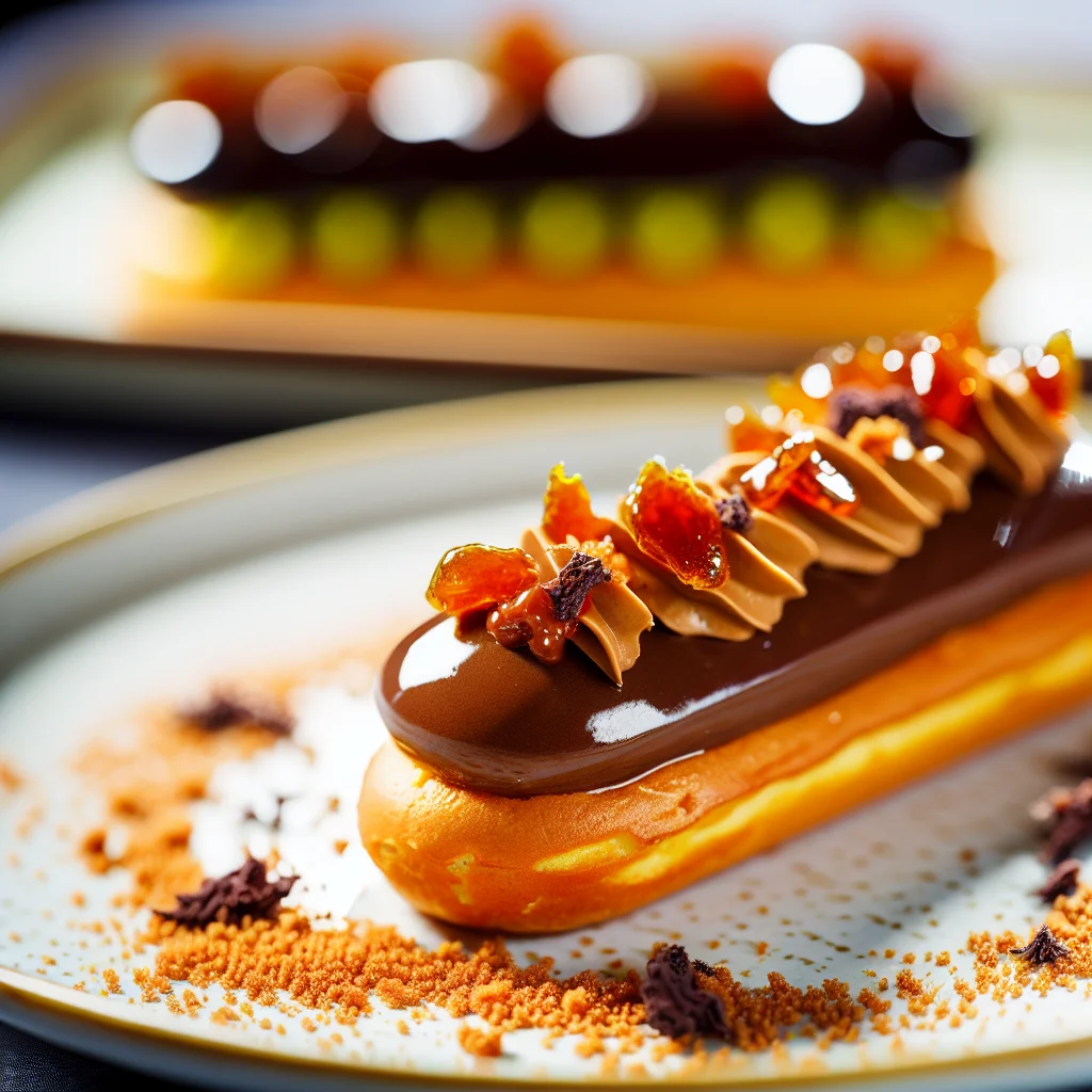 Éclair au caramel salé et mousse au chocolat