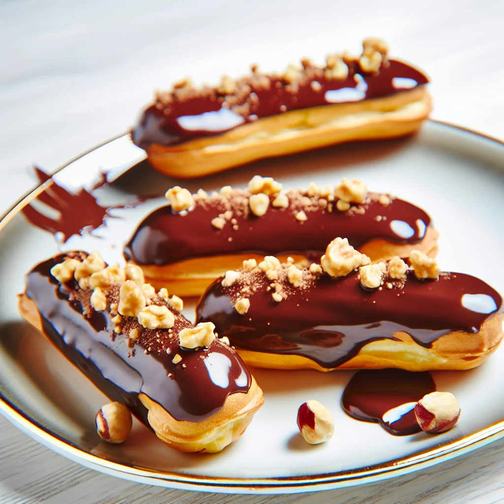 Éclair au chocolat intense et éclats de noisettes