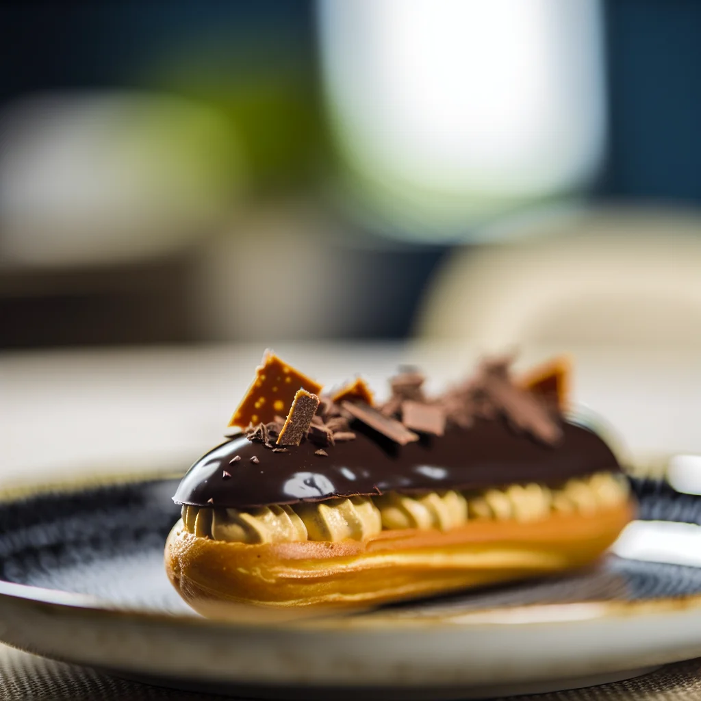 Éclair au chocolat noir et éclats de caramel