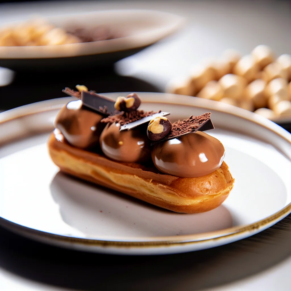 Éclair au Chocolat Praliné et Crème Vanille