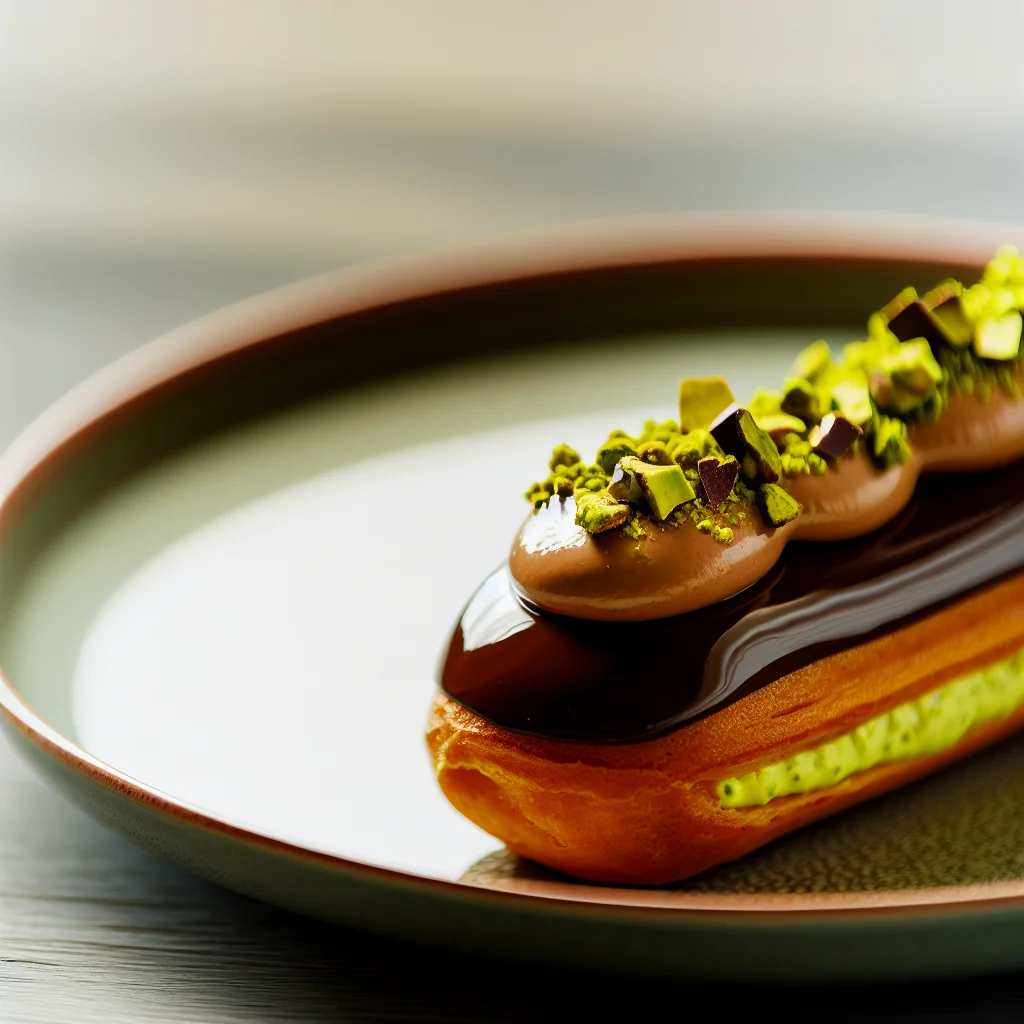 Éclair au Chocolat Praliné et Pistache
